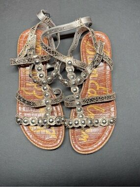 Sam Edelman Brown Beaded Gladiator Sandals